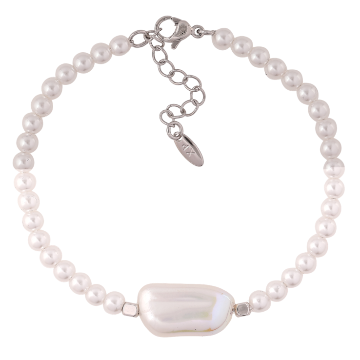 Браслет Xuping Родій «Перлинні намистини з перламутровою вставкою» розмір з доп. ланцюжком 17.5-20.5см х 4мм фото №11