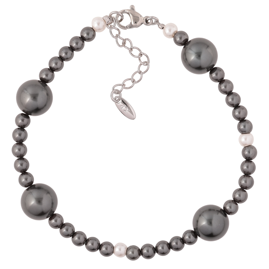 Браслет Xuping Родій «Графітові намистини» розмір з доп. ланцюжком 19.5-23см х 4-10мм фото №1