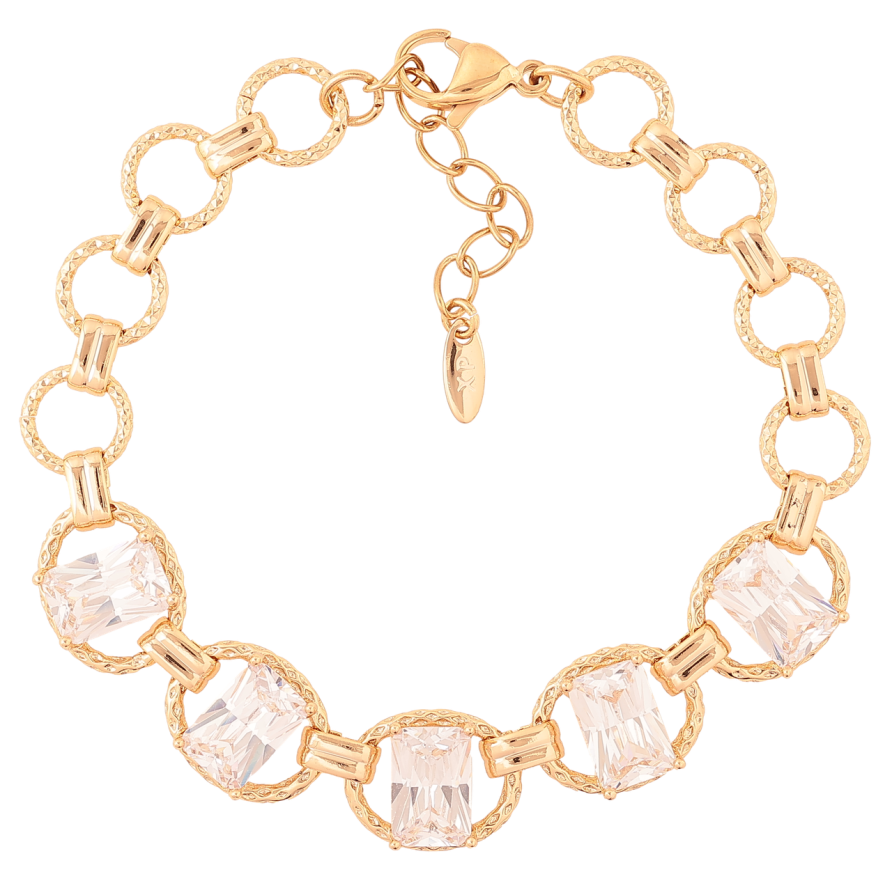 Браслет Xuping Позолота 18K Овальные звенья с кристаллами длина с доп. цепочкой 17-20см х 3-11мм фото №1