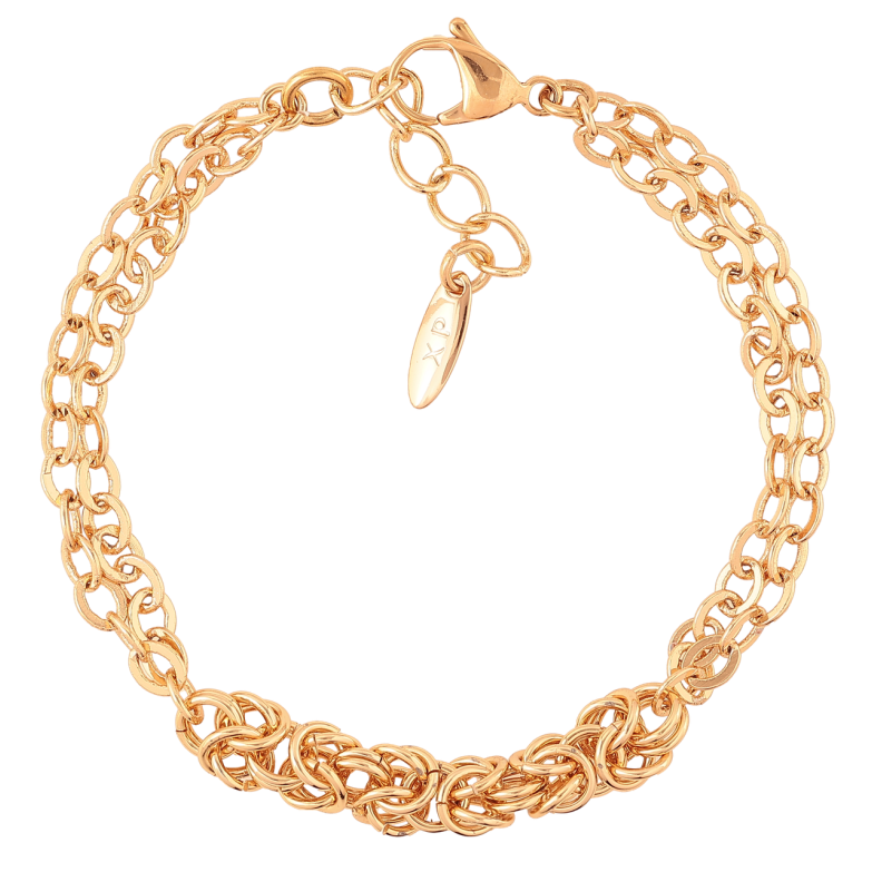 Браслет Xuping Позолота 18K «Комбінований ланцюжок» довжина з доп.ланцюгом. 20-23см х 7мм фото №1