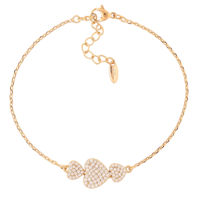 Браслет Xuping Позолота 18K Цепочка с сердечками длина с доп.цеп. 18-21.5см х 1.5мм фото №1