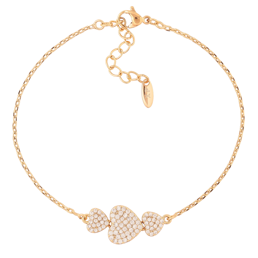 Браслет Xuping Позолота 18K Цепочка с сердечками длина с доп.цеп. 18-21.5см х 1.5мм фото №1