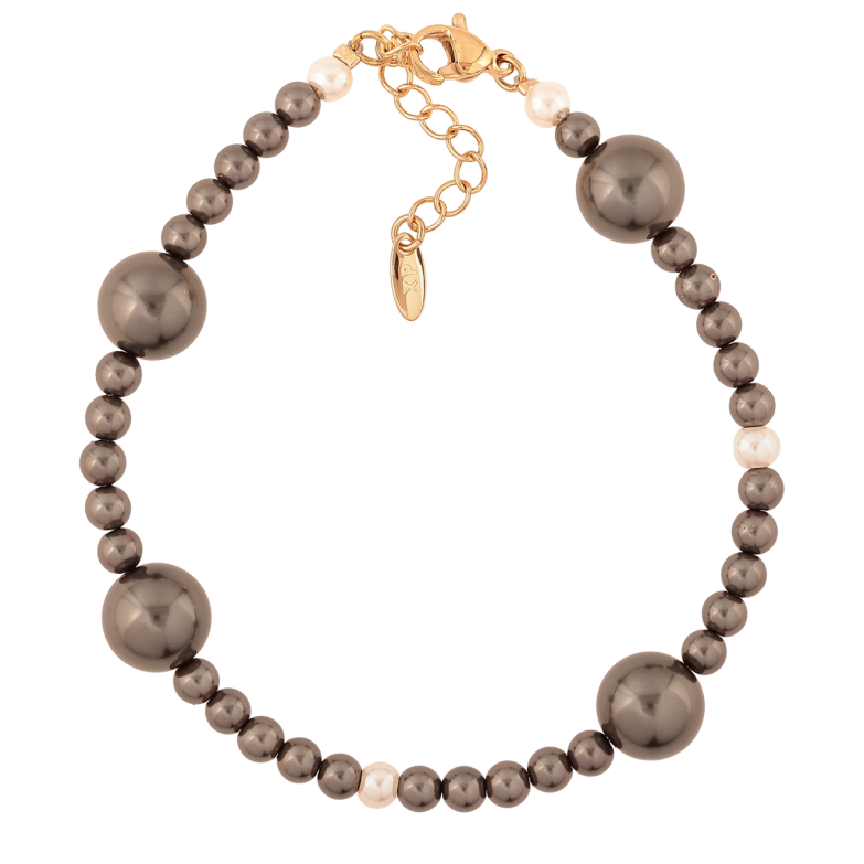 Браслет Xuping Позолота 18K «Графітові намистини» довжина з дод.ланцюжок 19.5-22.5см х 4-10мм фото №1