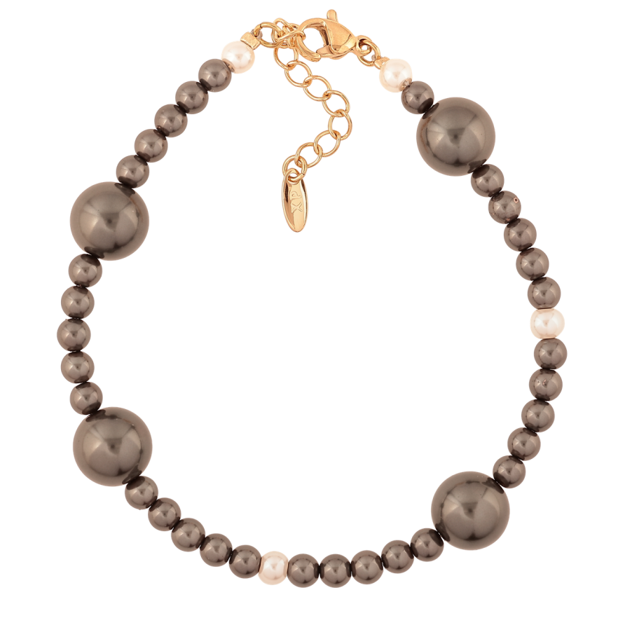 Браслет Xuping Позолота 18K Графитовые бусины длина с доп.цепочка 19.5-22.5см х 4-10мм фото №1