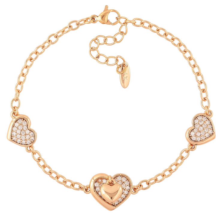 Браслет Xuping Позолота 18K Цепочка с сердечками длина с доп.цепочка 17-20см х 3мм фото №9