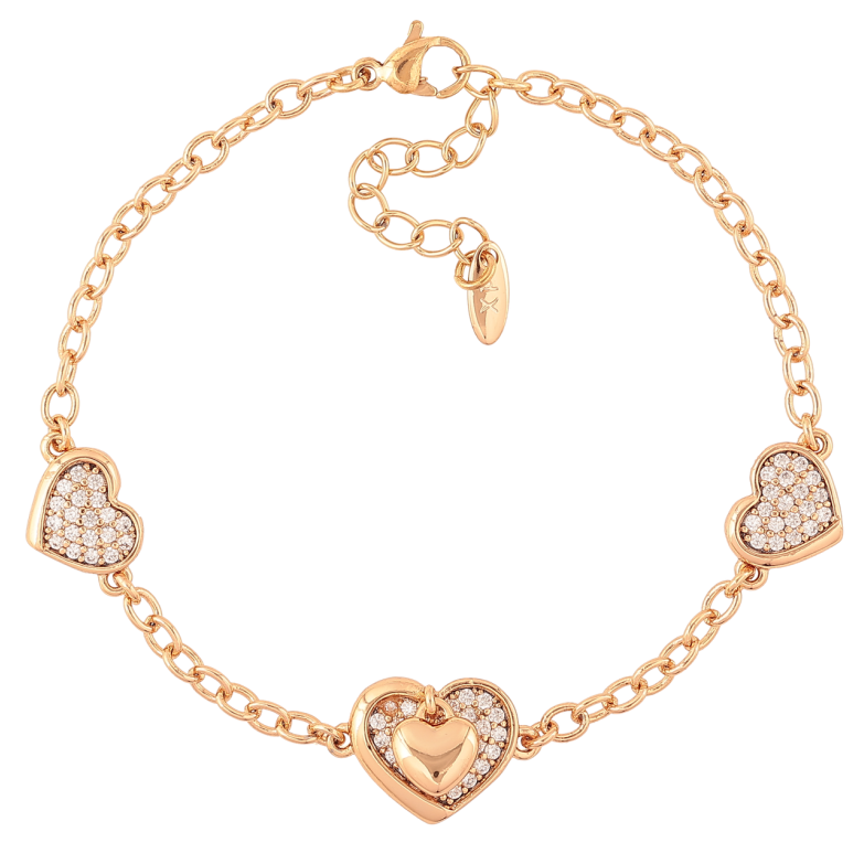 Браслет Xuping Позолота 18K Цепочка с сердечками длина с доп.цепочка 17-20см х 3мм фото №1