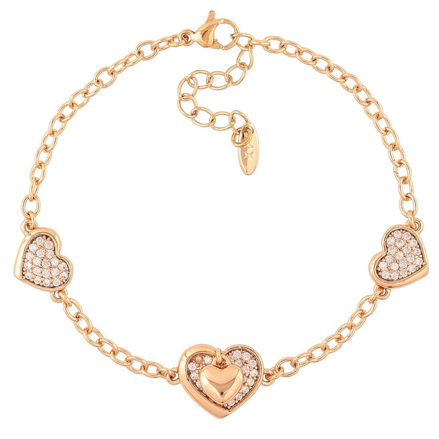 Браслет Xuping Позолота 18K Цепочка с сердечками длина с доп.цепочка 17-20см х 3мм фото №1