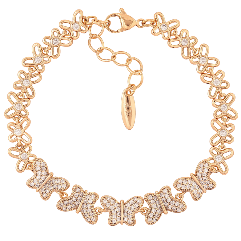 Браслет Xuping Позолота 18K Бабочки длина с доп.цепочка 18-21.5см х 7-9мм фото №1