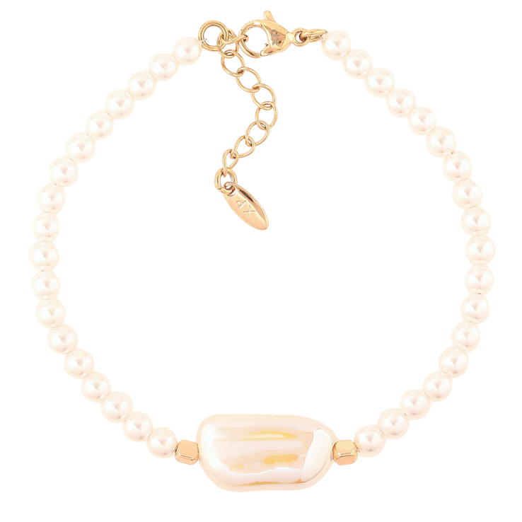 Браслет Xuping Позолота 18K Жемчужные бусины с перламутровой вставкой длина с доп.цепочка 17-20см х 4мм фото №15