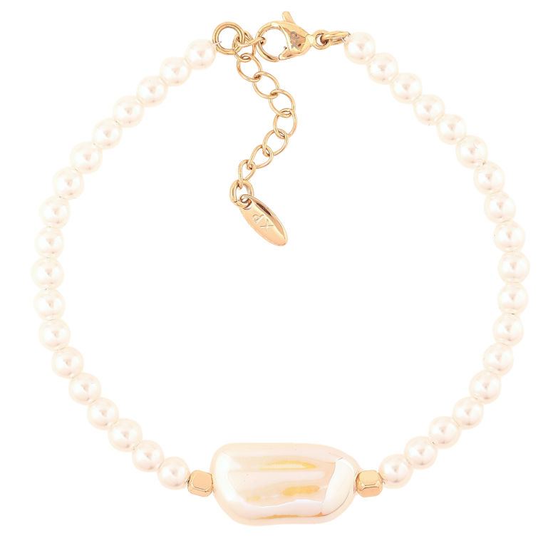 Браслет Xuping Позолота 18K «Перлинні намистини з перламутровою вставкою» довжина з дод.ланцюжком 17-20см х 4мм фото №1