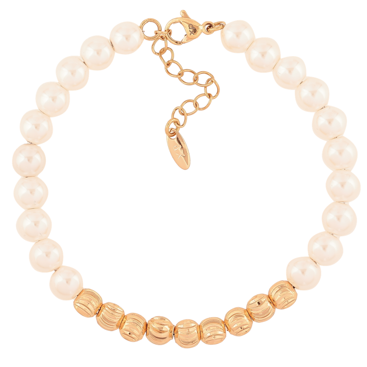 Браслет Xuping Позолота 18K Жемчужно-золотистые бусины длина с доп.цепочка 17-20.5см х 5-6мм фото №16