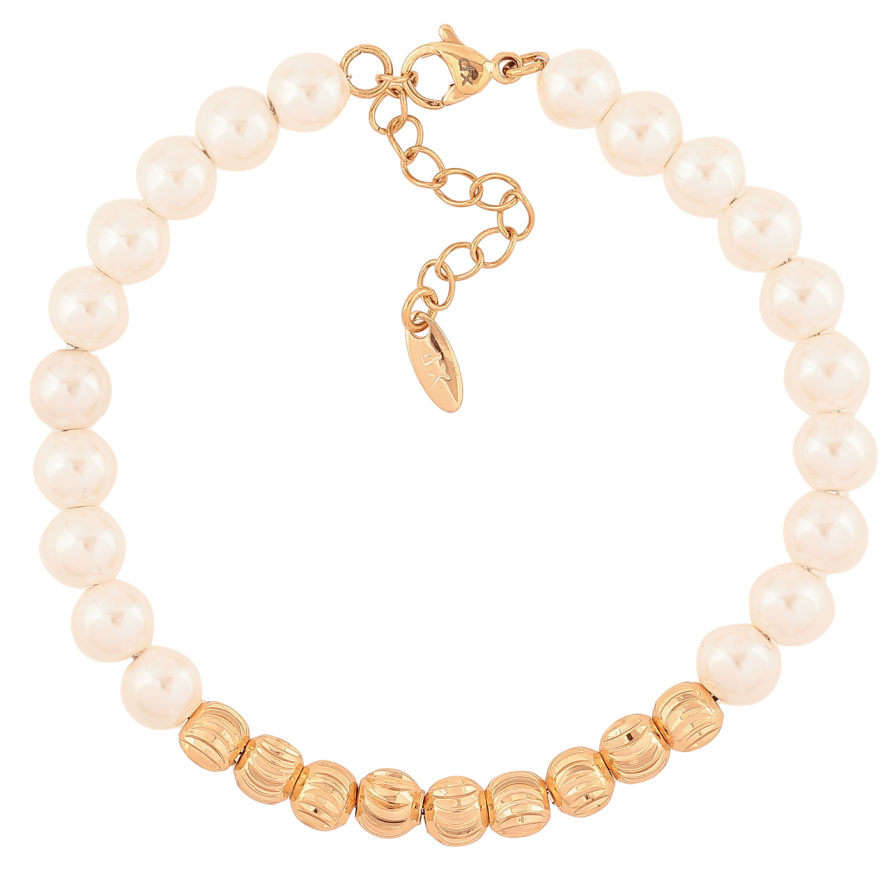 Браслет Xuping Позолота 18K Жемчужно-золотистые бусины длина с доп.цепочка 17-20.5см х 5-6мм фото №1