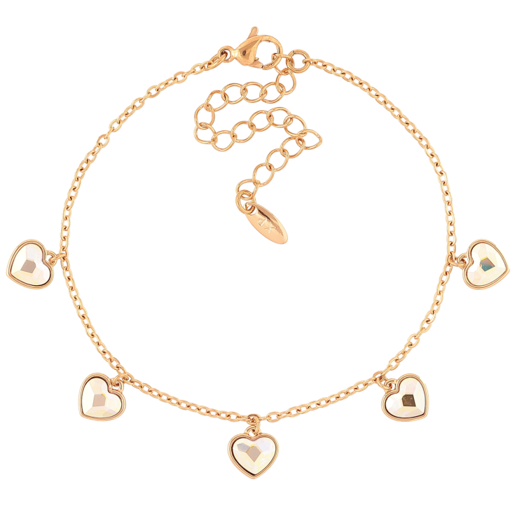 Браслет Xuping цвет 18K с кр-ми Swarovski Цепочка с сердечками АВ длина с доп.цеп. 16.5-22см х 2мм фото №2