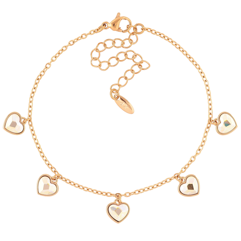 Браслет Xuping колір 18K з кр-ми Swarovski «Ланцюжок з сердечками АВ» довжина з доп.ланцюжком 16.5-22см х 2мм фото №1