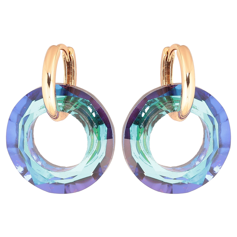 Серьги Xuping Позолота 18K подвески на колечках Синие кристальные колечки 2 в 1 фото №16