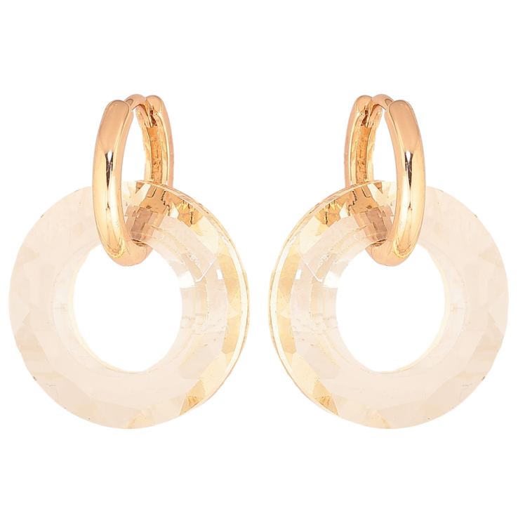 Серьги Xuping Позолота 18K подвески на колечках Золотистые кристальные колечки 2 в 1 фото №9