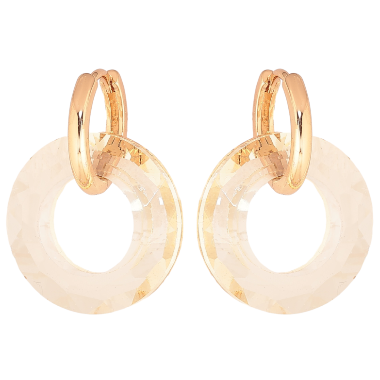 Серьги Xuping Позолота 18K подвески на колечках Золотистые кристальные колечки 2 в 1 фото №1