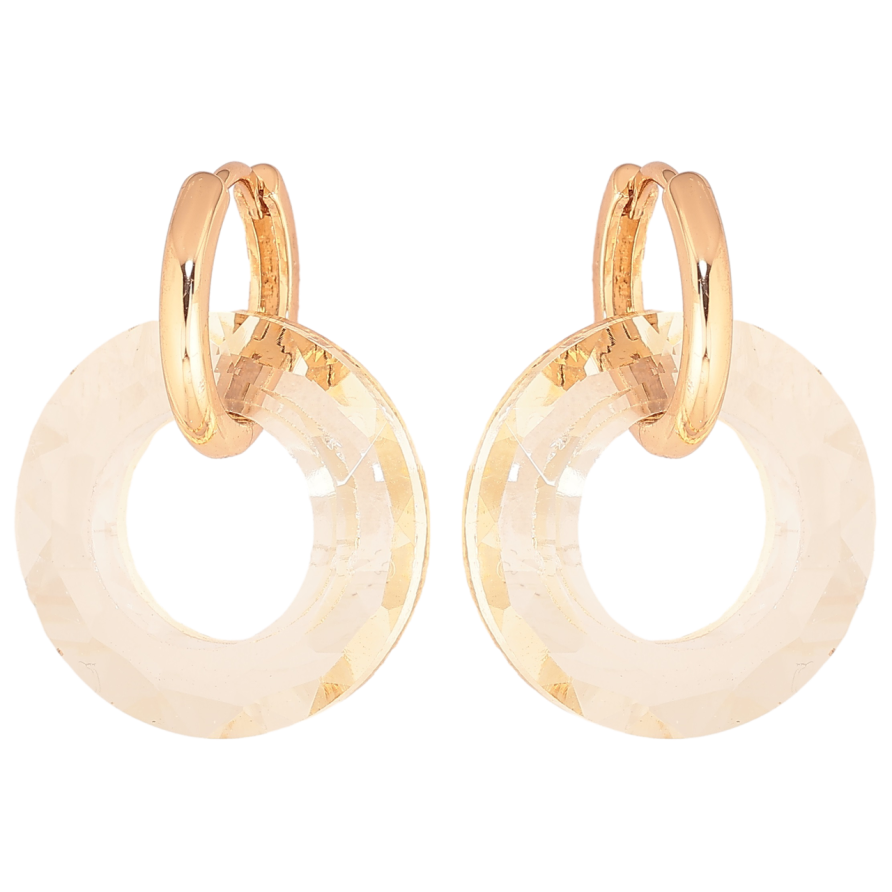 Серьги Xuping Позолота 18K подвески на колечках Золотистые кристальные колечки 2 в 1 фото №1