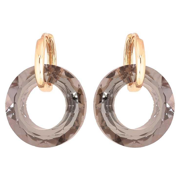 Серьги Xuping Позолота 18K подвески на колечках Черные кристальные колечки 2 в 1 фото №11