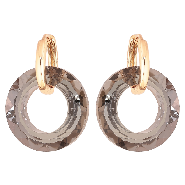 Серьги Xuping Позолота 18K подвески на колечках Черные кристальные колечки 2 в 1 фото №12