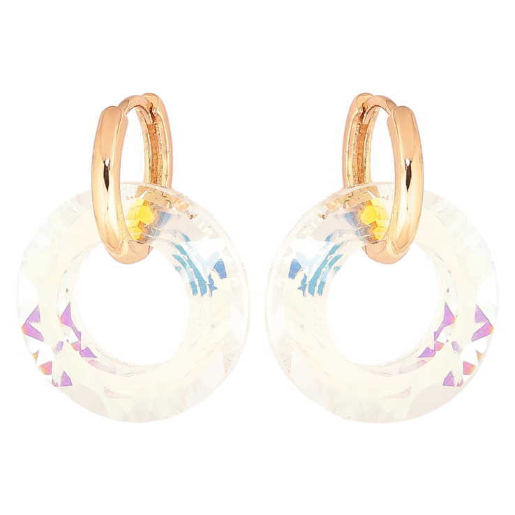 Серьги Xuping Позолота 18K подвески на колечках Радужные кристальные колечки 2 в 1 фото №7