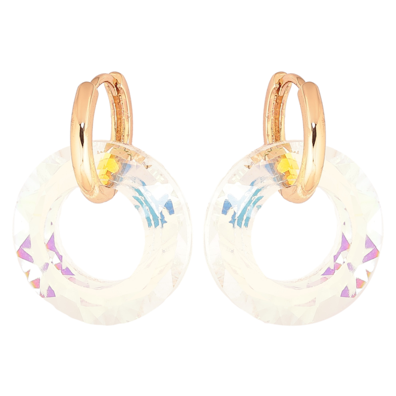 Серьги Xuping Позолота 18K подвески на колечках Радужные кристальные колечки 2 в 1 фото №9