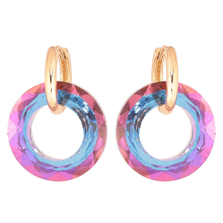 Серьги Xuping Позолота 18K подвески на колечках Разноцветные кристальные колечки 2 в 1 фото №15