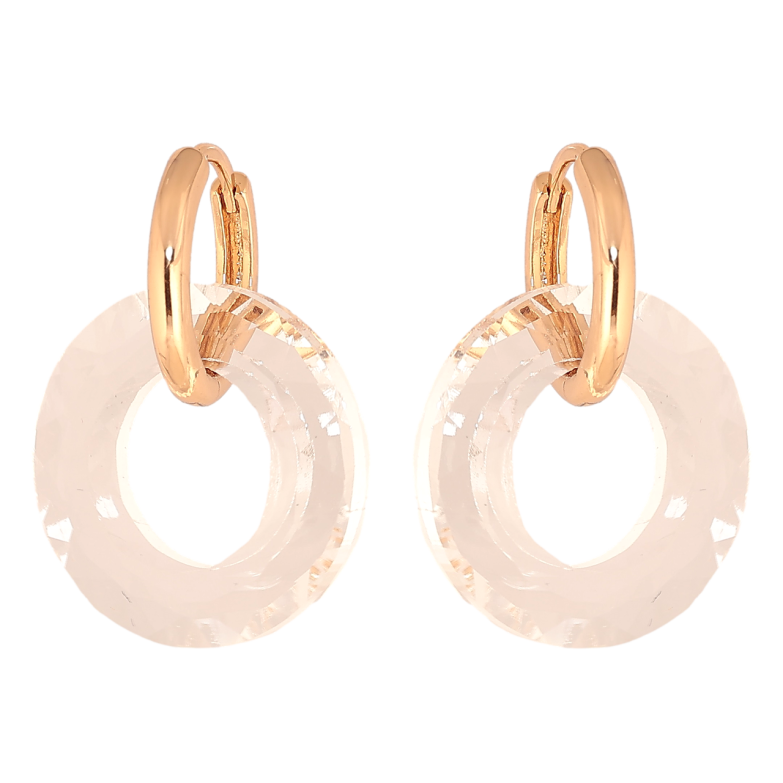 Сережки Xuping Позолота 18K підвіски на колечках «Кришталеві колечка» 2 в 1 фото №1