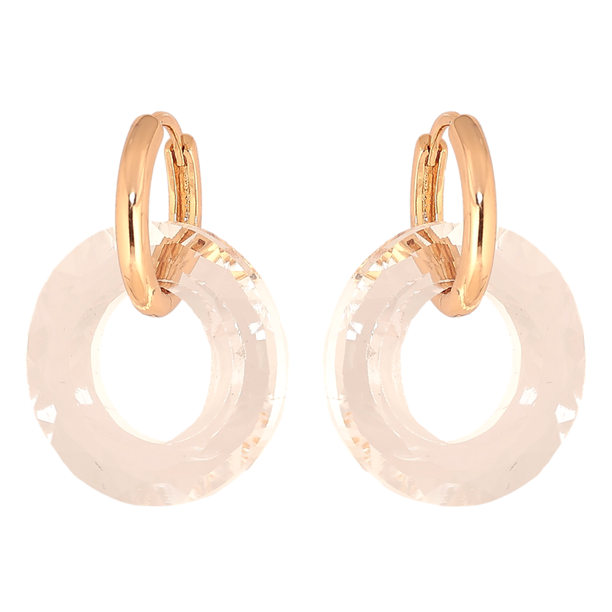 Серьги Xuping Позолота 18K подвески на колечках Кристальные колечки 2 в 1 фото №1