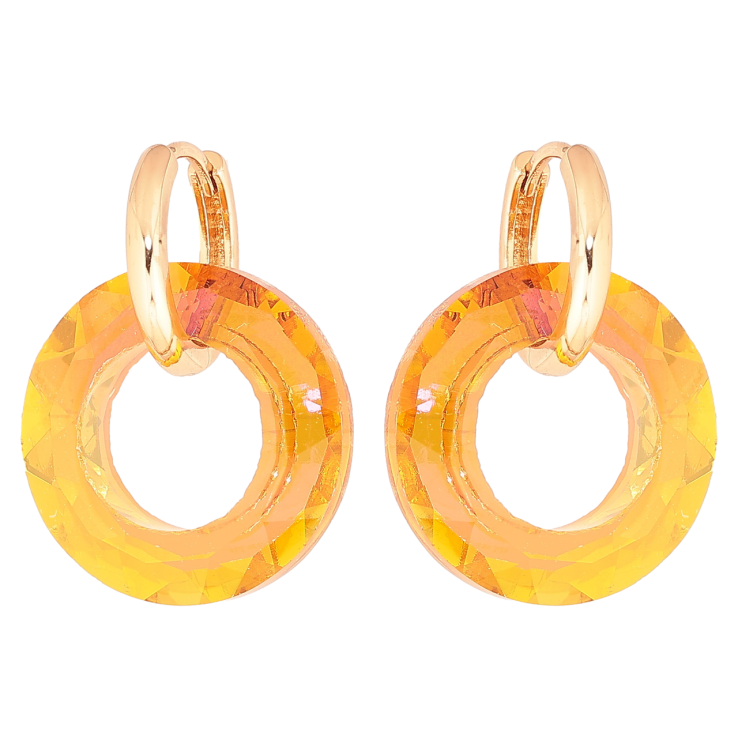 Серьги Xuping Позолота 18K подвески на колечках Оранжевые кристальные колечки 2 в 1 фото №15