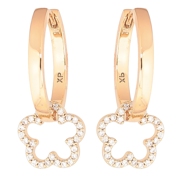 Серьги Xuping Позолота 18K подвески на колечках Кристальные цветочки 2 в 1 фото №8