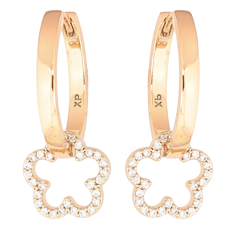 Сережки Xuping Позолота 18K підвіски на колечках «Кришталеві квіточки» 2 в 1 фото №1