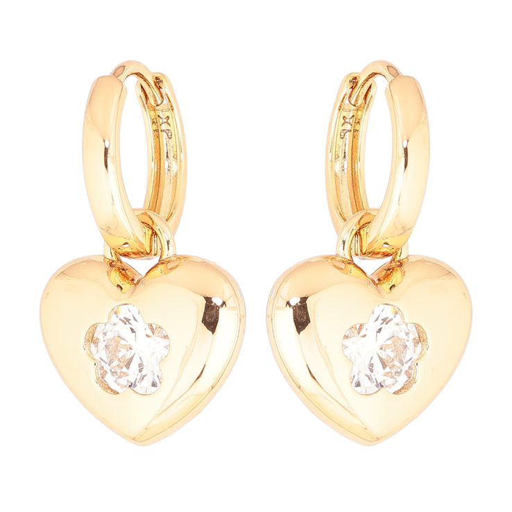 Серьги Xuping Позолота 18K подвески на колечках Сердечки 2 в 1 фото №23