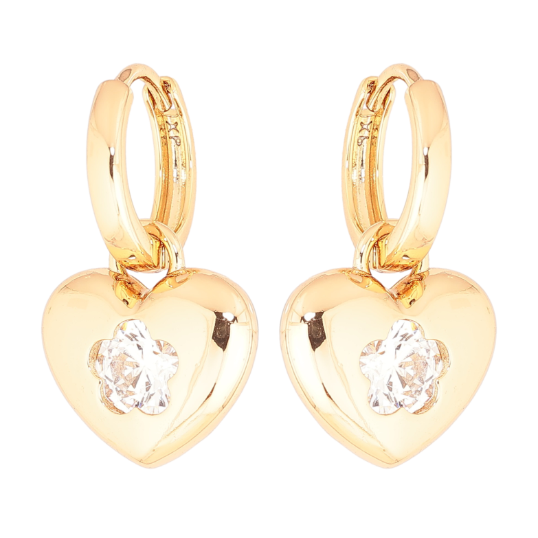 Серьги Xuping Позолота 18K подвески на колечках Сердечки 2 в 1 фото №1