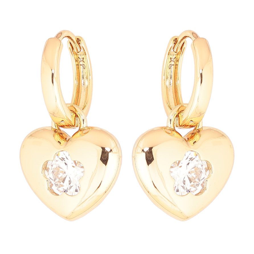 Серьги Xuping Позолота 18K подвески на колечках Сердечки 2 в 1 фото №1
