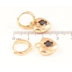 Серьги Xuping Позолота 18K подвески на колечках Сердечки с черным кристаллом 2 в 1 фото №3