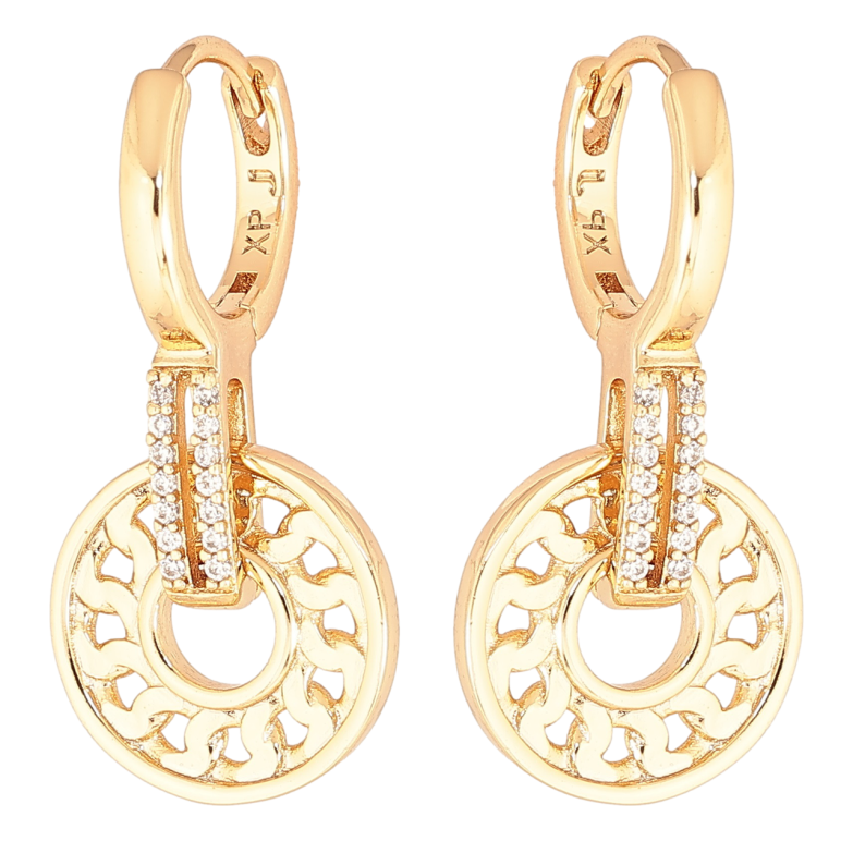Серьги Xuping Позолота 18K подвески на колечках Декоративный узор с кристаллами фото №13
