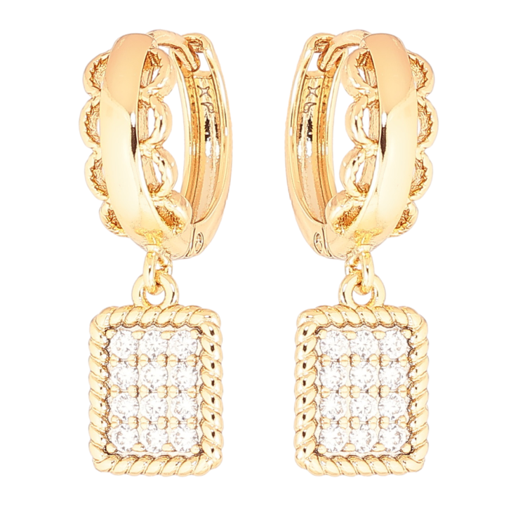 Серьги Xuping Позолота 18K подвески на колечках Узор с кристаллами фото №21
