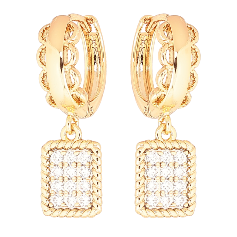 Серьги Xuping Позолота 18K подвески на колечках Узор с кристаллами фото №1