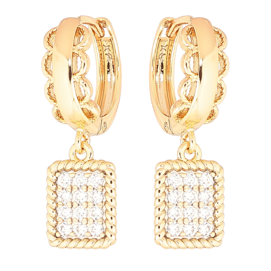 Серьги Xuping Позолота 18K подвески на колечках Узор с кристаллами фото №1