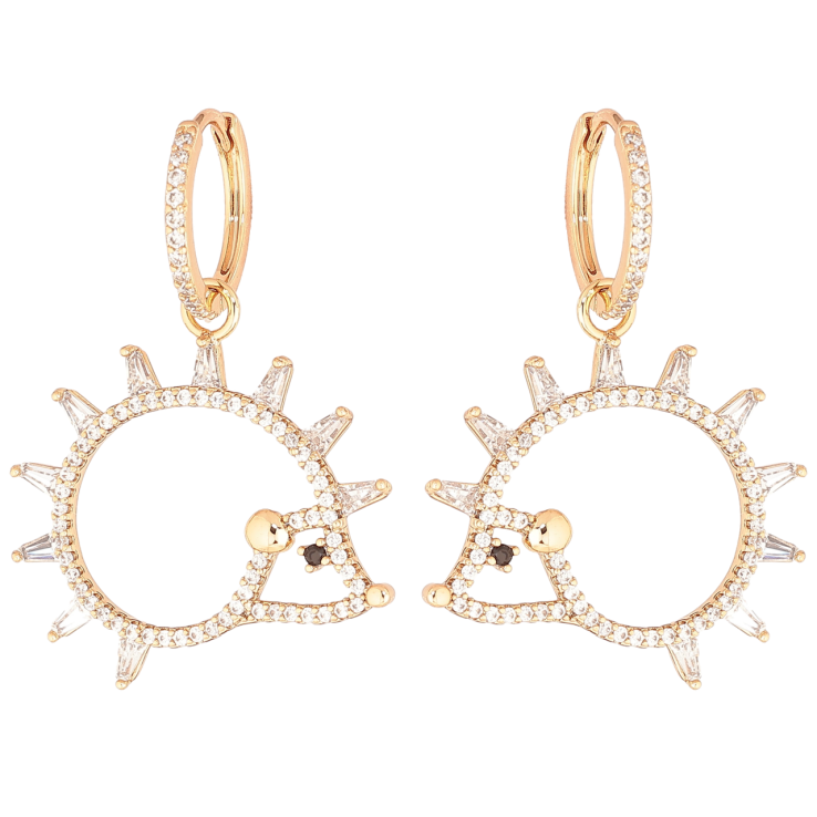 Серьги Xuping Позолота 18K подвески на колечках Ежики 2 в 1 фото №16