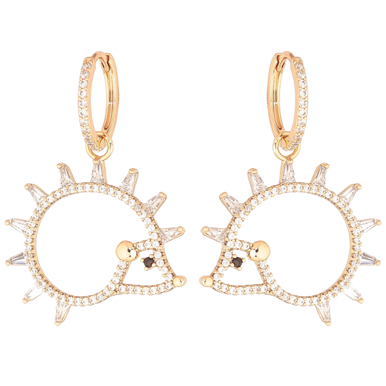 Серьги Xuping Позолота 18K подвески на колечках Ежики 2 в 1 фото №2