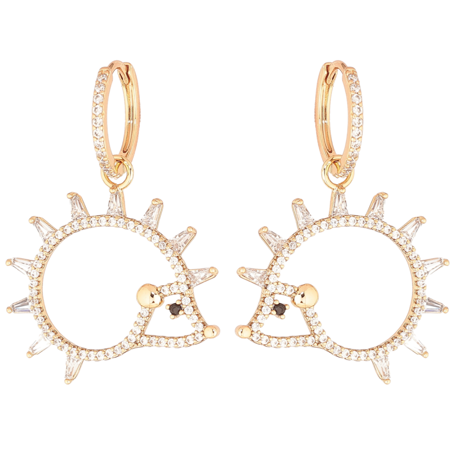 Серьги Xuping Позолота 18K подвески на колечках Ежики 2 в 1 фото №1