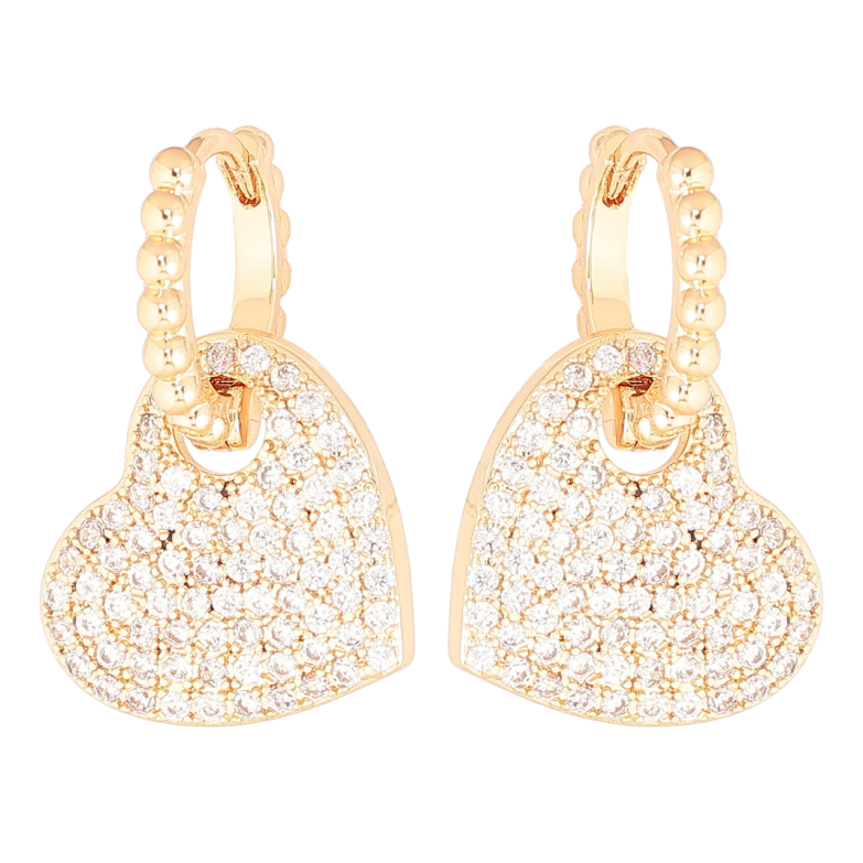 Серьги Xuping Позолота 18K подвески на колечках Сердечки с инкрустацией кристаллами 2 в 1 фото №6