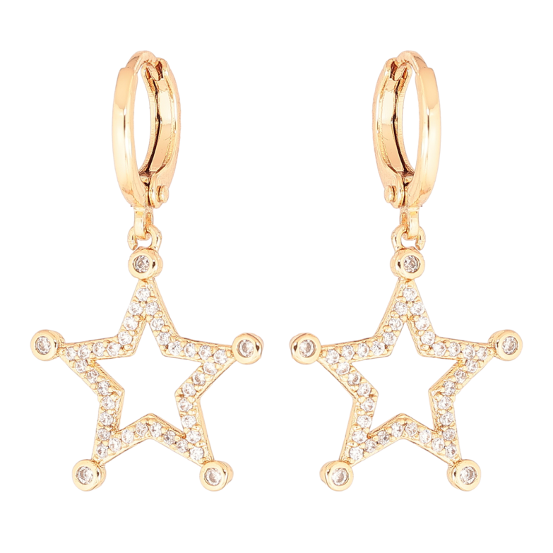 Серьги Xuping Позолота 18K подвески на колечках Звезды фото №1