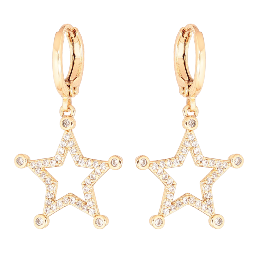 Серьги Xuping Позолота 18K подвески на колечках Звезды фото №1