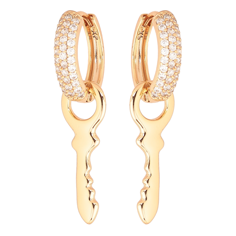 Серьги Xuping Позолота 18K подвески на колечках Ключики 2 в 1 фото №1