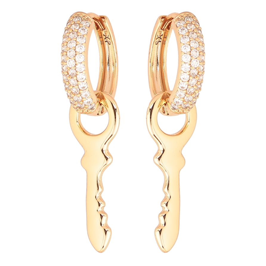 Серьги Xuping Позолота 18K подвески на колечках Ключики 2 в 1 фото №1