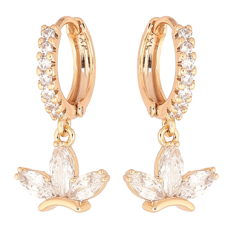 Сережки Xuping Позолота 18K підвіски на колечках «Візерунок з кристалів» фото №1