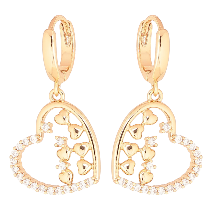 Серьги Xuping Позолота 18K подвески на колечках Сердечки фото №6